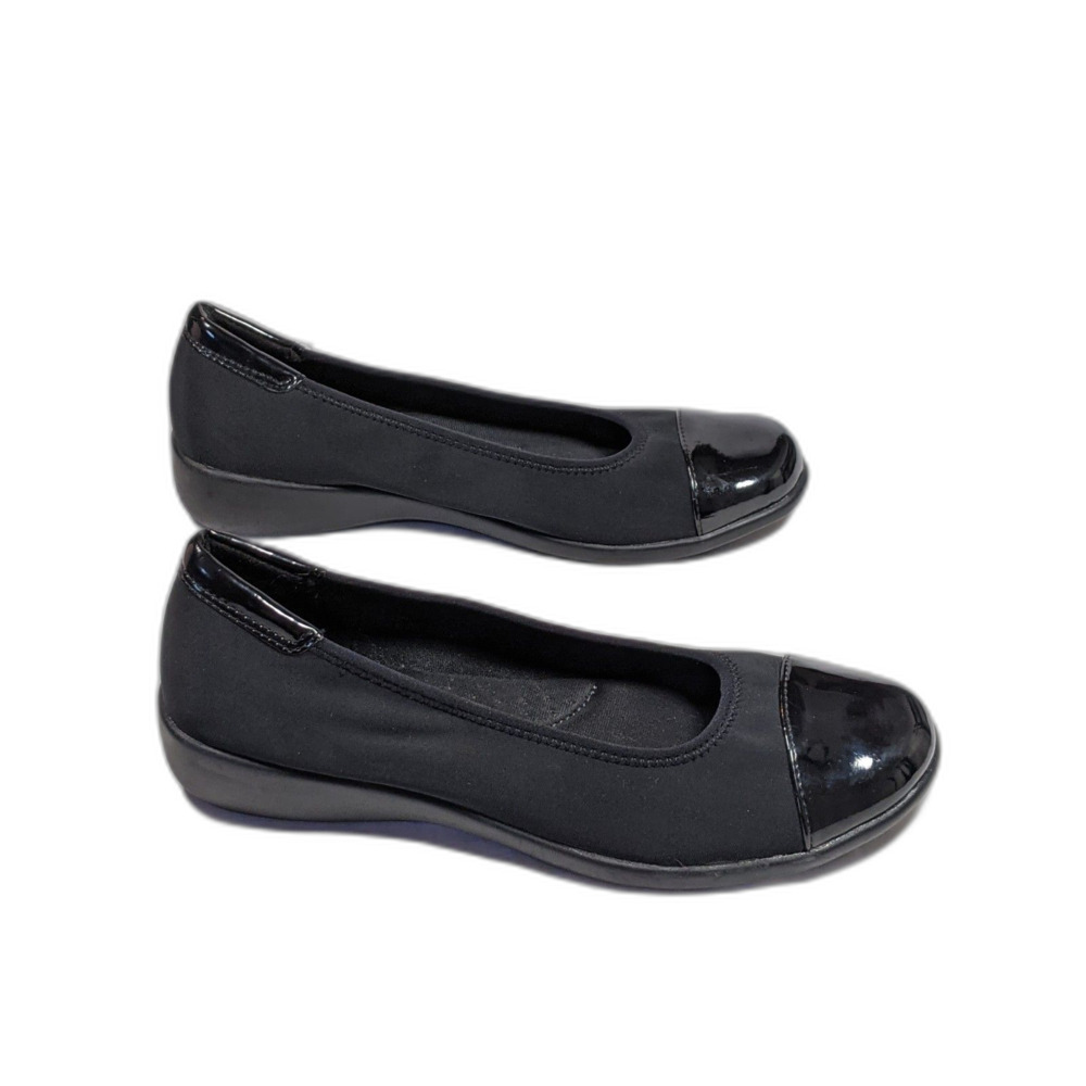 Laura Scott I Love Comfort Wedge Heel Ballet Shoe Black Patent Leather Sz 10 - Picture 2 of 9